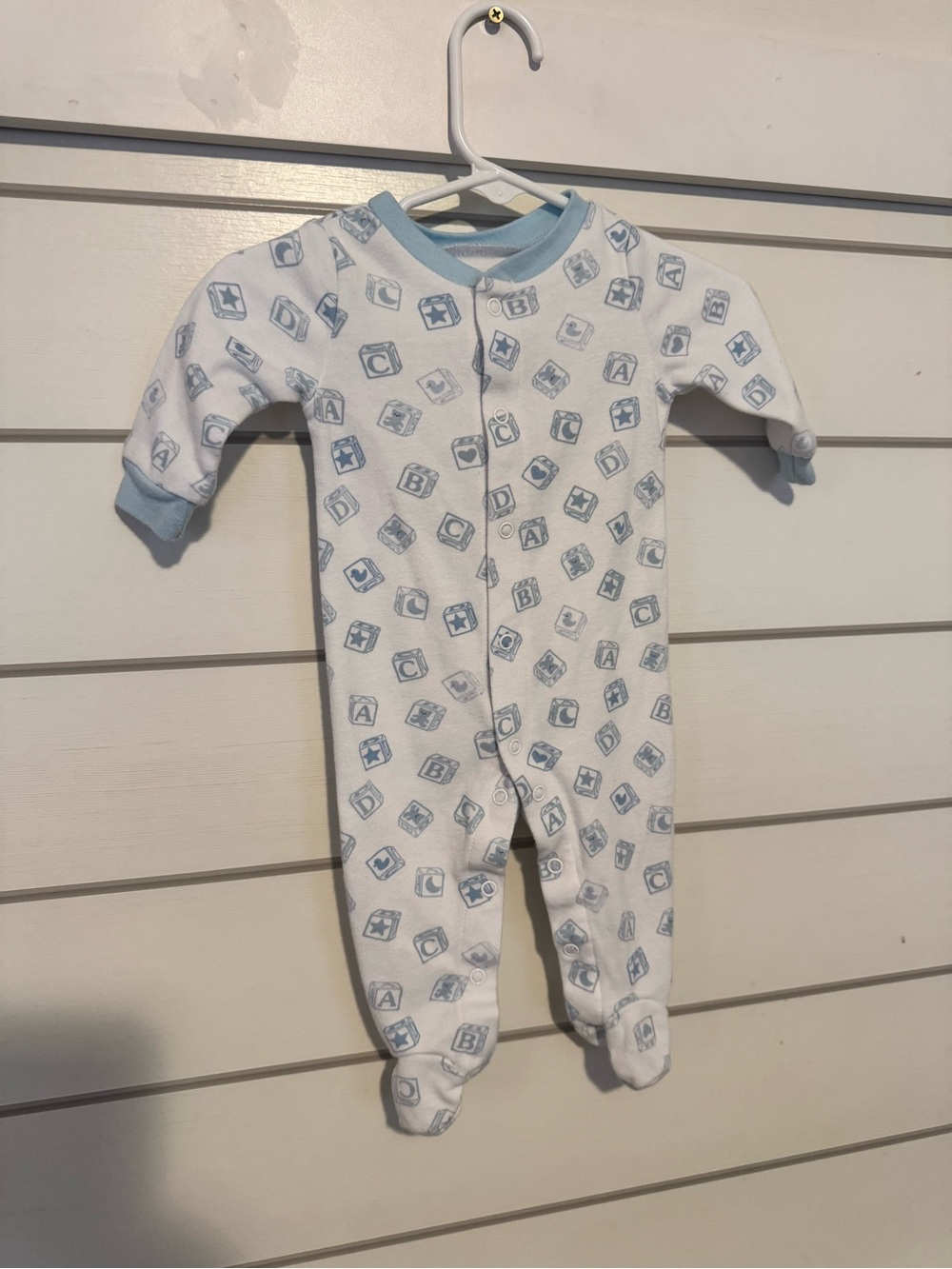 Mikey & Lottie Blue & White Baby One-Piece Footed Sleeper